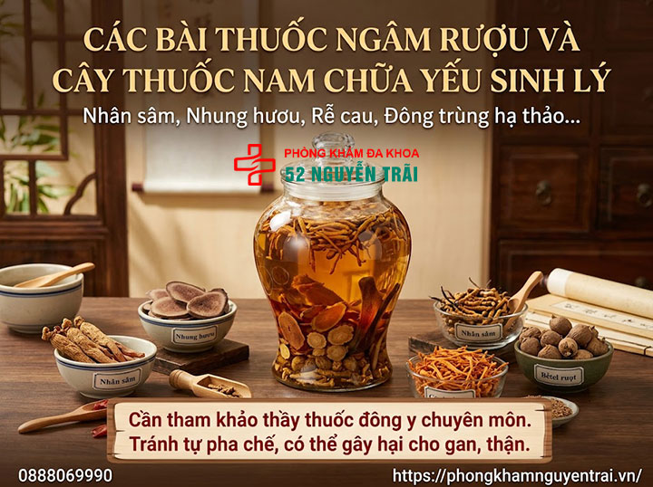 Mẹo dân gian chữa yếu sinh lý bằng gừng, tỏi tại nhà 7 Các bài thuốc ngâm rượu và cây thuốc nam chữa yếu sinh lý