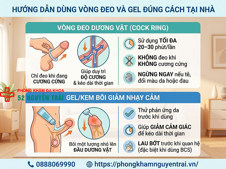 Cách chữa xuất tinh sớm tại nhà không dùng thuốc hiệu quả 7 Cách dùng vòng đeo và gel đúng cách tại nhà