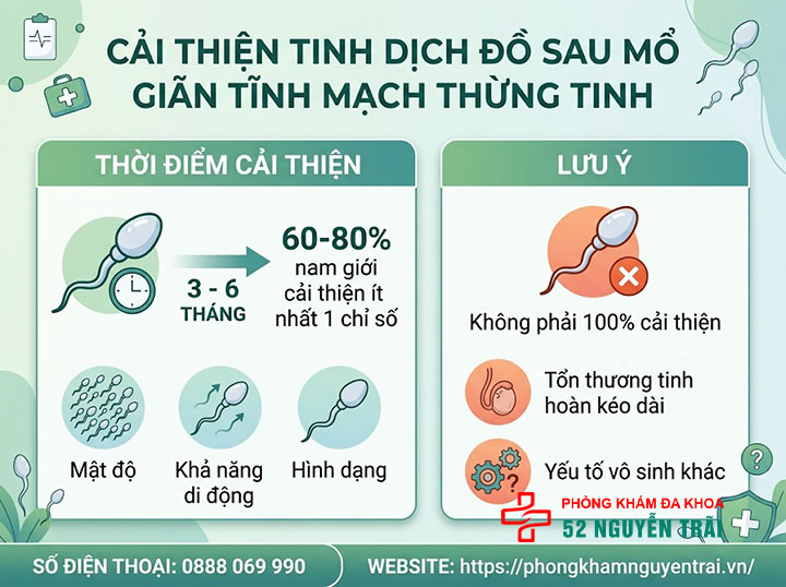 Kết Quả Sau Mổ Giãn Tĩnh Mạch Thừng Tinh: Bao Lâu Có Con? 2 Cải thiện tinh dịch đồ sau mổ giãn tĩnh mạch thừng tinh