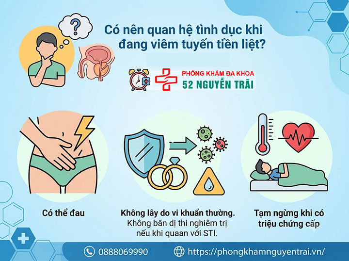 Viêm tuyến tiền liệt kiêng gì, nên ăn gì? Giải đáp chi tiết 3 Có nên quan hệ tình dục khi đang viêm tuyến tiền liệt?