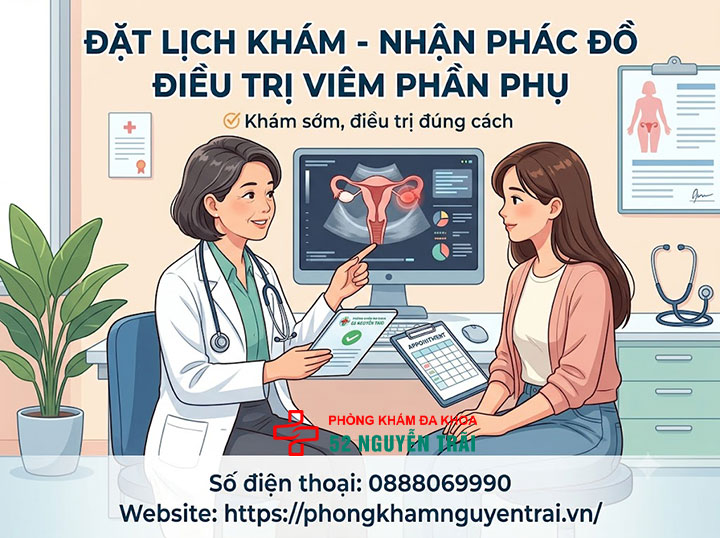Điều Trị Viêm Phần Phụ: Kháng Sinh Và Phác Đồ Hiệu Quả 8 Đặt lịch khám để được lấy phác đồ điều trị viêm phần phụ đúng
