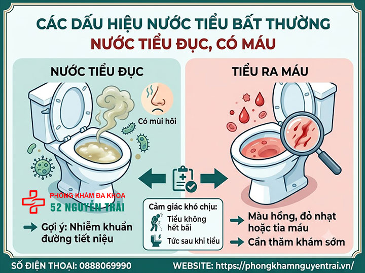 Dấu hiệu viêm tuyến tiền liệt: Nhận biết sớm ở nam giới 3 Dấu hiệu nước tiểu bất thường: Nước tiểu đục, có máu