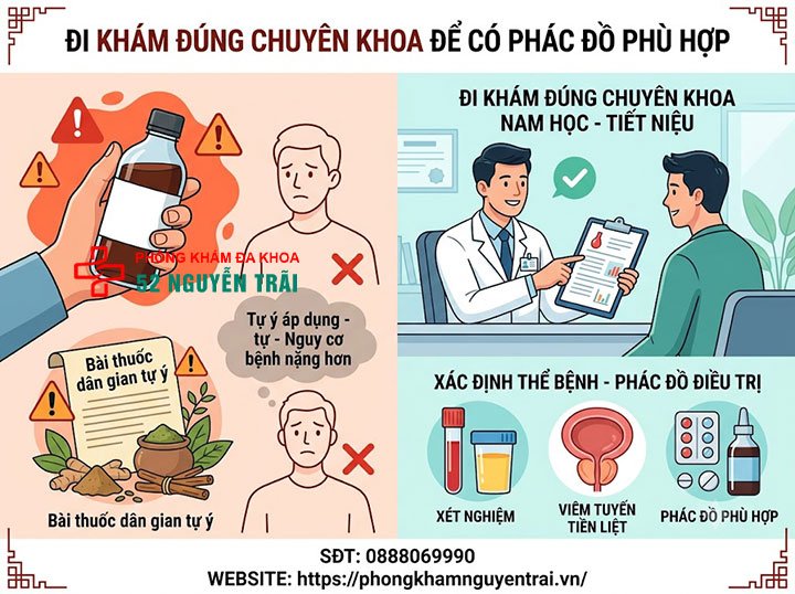 Chữa viêm tuyến tiền liệt bằng thuốc nam, đông y tại nhà: Có hiệu quả không? 6 Đi khám đúng chuyên khoa để có phác đồ phù hợp