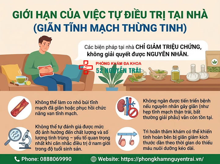 Cách chữa giãn tĩnh mạch thừng tinh tại nhà có hiệu quả? 4 Giới hạn của việc tự điều trị tại nhà