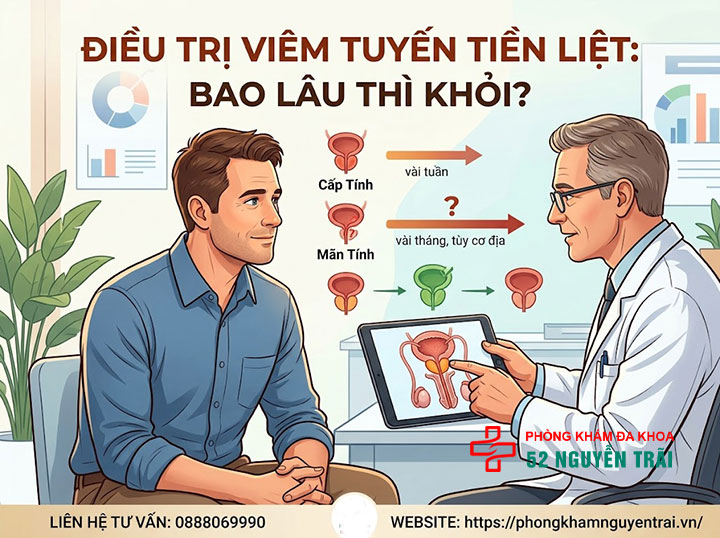 Điều trị viêm tuyến tiền liệt: Phác đồ và thuốc thường dùng 5 Điều trị viêm tuyến tiền liệt mất bao lâu thì khỏi?