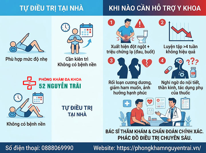 Cách chữa xuất tinh sớm tại nhà không dùng thuốc hiệu quả 8 Giới hạn của tự chữa xuất tinh sớm tại nhà– khi nào cần thêm hỗ trợ y khoa