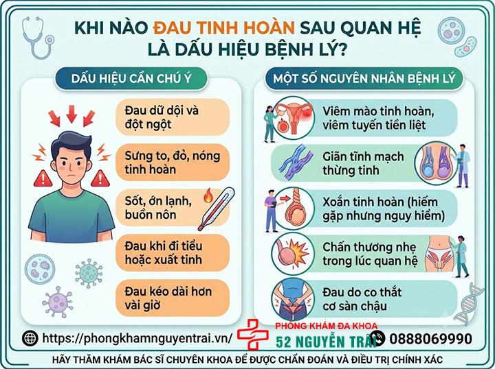 Đau Tinh Hoàn Sau Khi Cương: Nguyên Nhân, Cách Xử Lý 3 Khi nào đau tinh hoàn sau quan hệ là dấu hiệu bệnh lý?