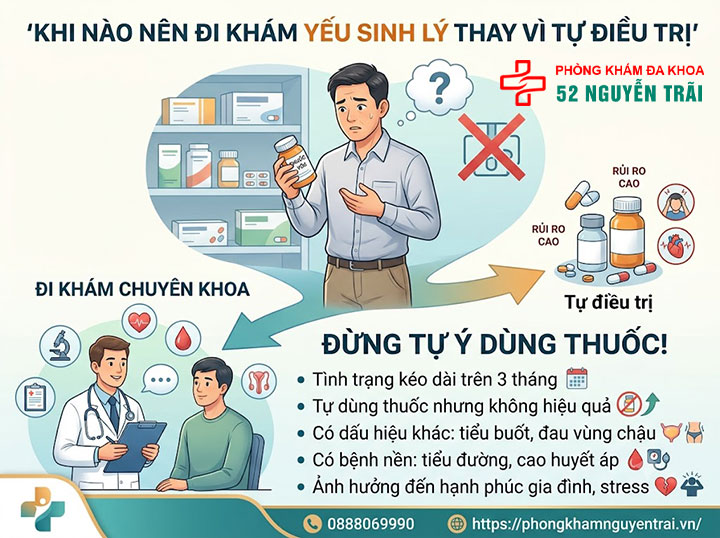 Khám Chữa Yếu Sinh Lý Ở Đâu Uy Tín? Chi Phí, Quy Trình 1 Khi nào nên đi khám yếu sinh lý thay vì tự điều trị tại nhà