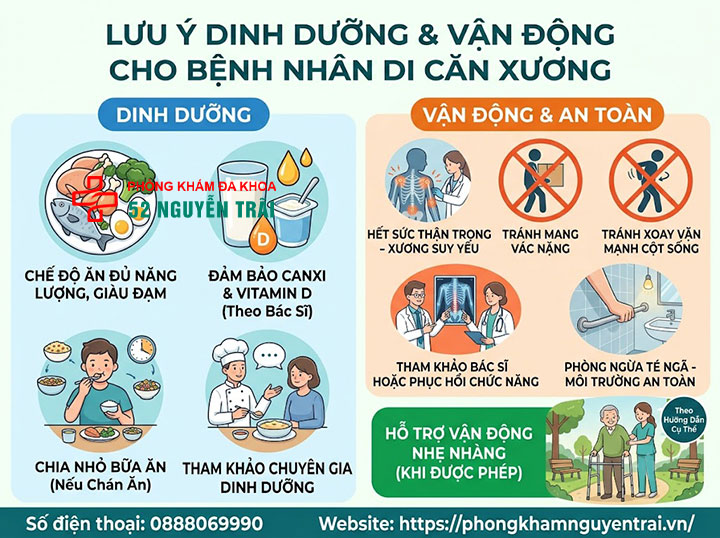 Giảm đau cho bệnh nhân ung thư tuyến tiền liệt di căn xương 8 Lưu ý dinh dưỡng, vận động cho bệnh nhân di căn xương