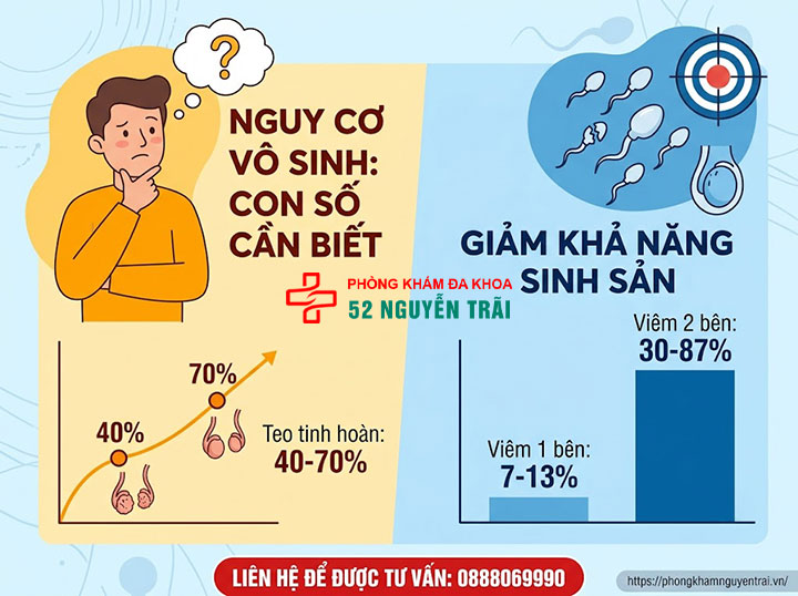 Quai bị đau tinh hoàn: Biến chứng nguy hiểm cần biết 4 Nguy cơ vô sinh: con số cần biết
