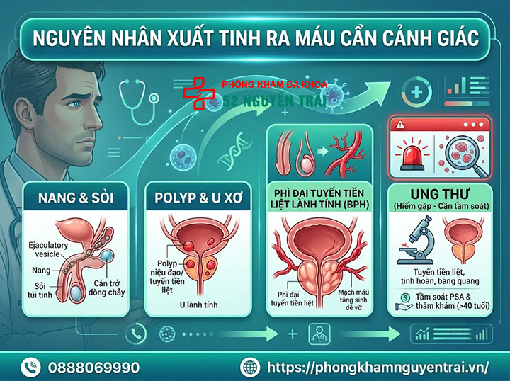 Nguyên Nhân Xuất Tinh Ra Máu Và Mức Độ Nguy Hiểm 2 Nguyên nhân xuất tinh ra máu cần cảnh giác: polyp, u xơ, ung thư tuyến tiền liệt