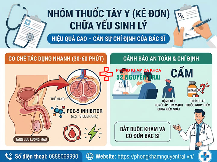 Thuốc trị yếu sinh lý nam: Phân loại và cách chọn đúng 1 Nhóm thuốc Tây y (kê đơn) chữa yếu sinh lý