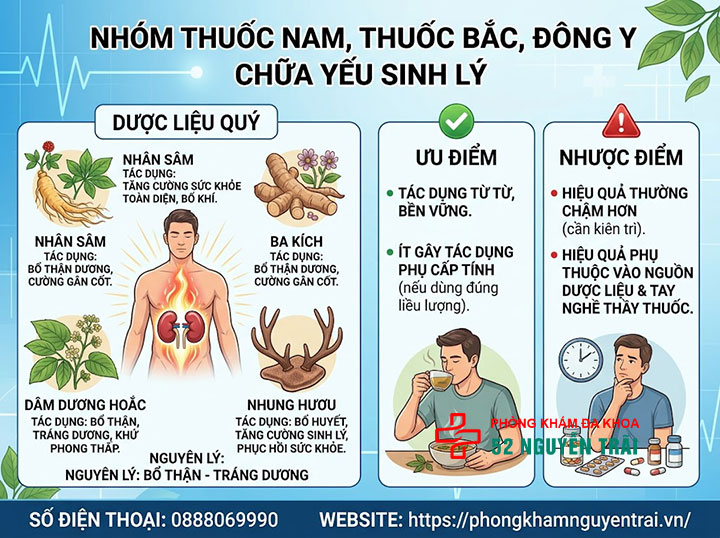 Thuốc trị yếu sinh lý nam: Phân loại và cách chọn đúng 2 Nhóm thuốc nam, thuốc bắc, đông y chữa yếu sinh lý