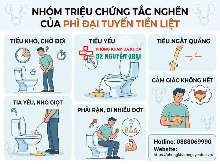 Triệu chứng phì đại tuyến tiền liệt thường gặp nhất 1 Triệu chứng đường tiểu dưới thường gặp