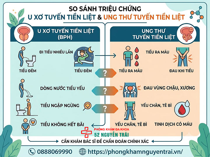 Triệu chứng phì đại tuyến tiền liệt thường gặp nhất 4 Phân biệt với triệu chứng ung thư tuyến tiền liệt
