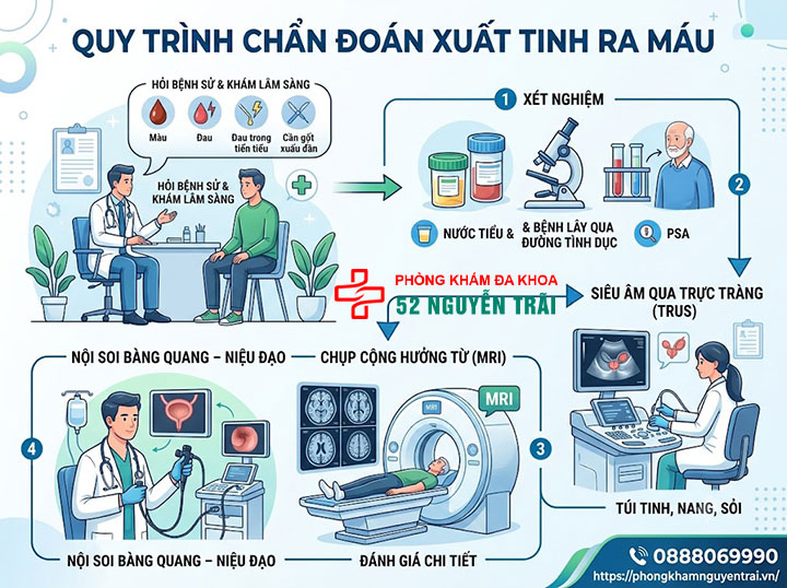 Xuất Tinh Ra Máu Điều Trị Thế Nào? Khám Ở Đâu Hà Nội? 1 Quy trình chẩn đoán xuất tinh ra máu