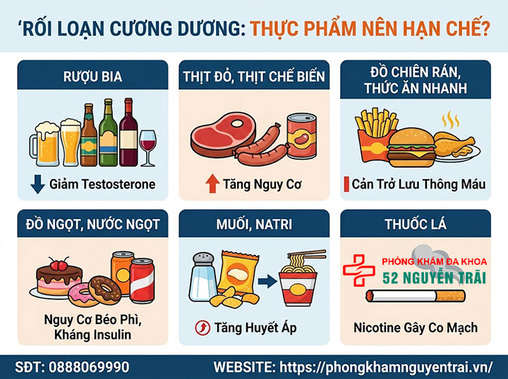 Rối loạn cương dương nên ăn gì, kiêng gì? Hướng dẫn chi tiết 2 Rối loạn cương dương không nên ăn gì?