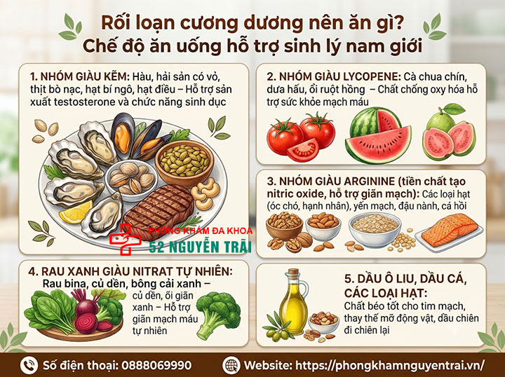 Rối loạn cương dương nên ăn gì, kiêng gì? Hướng dẫn chi tiết 1 Rối loạn cương dương nên ăn gì?