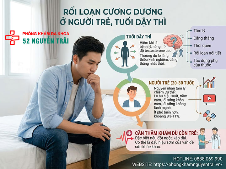 Nguyên nhân rối loạn cương dương ở nam giới 4 Rối loạn cương dương ở người trẻ, tuổi dậy thì