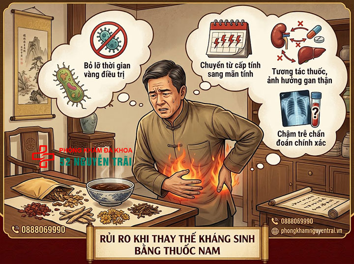 Chữa viêm tuyến tiền liệt bằng thuốc nam, đông y tại nhà: Có hiệu quả không? 4 Rủi ro khi thay thế kháng sinh bằng thuốc nam