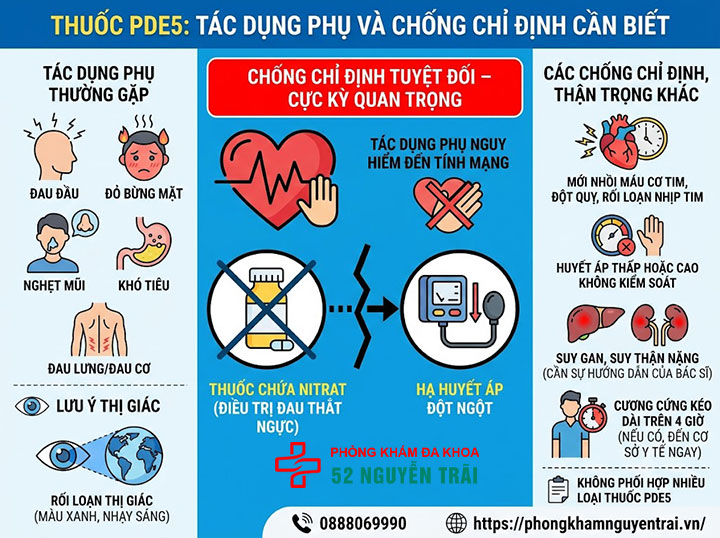 Thuốc điều trị rối loạn cương dương tốt nhất hiện nay 5 Tác dụng phụ, chống chỉ định cần biết