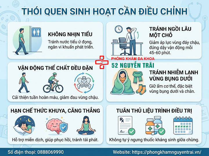 Viêm tuyến tiền liệt kiêng gì, nên ăn gì? Giải đáp chi tiết 4 Thói quen sinh hoạt cần điều chỉnh