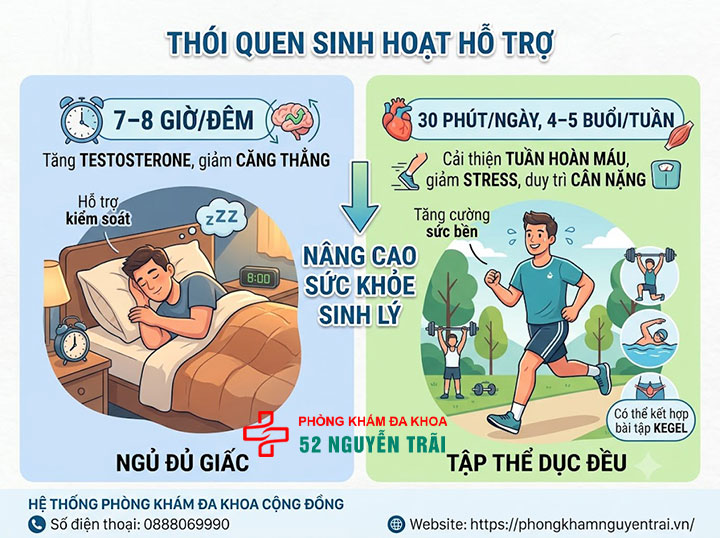 Xuất tinh sớm nên ăn gì, kiêng gì? Chế độ dinh dưỡng hỗ trợ 5 Thói quen sinh hoạt hỗ trợ xuất tinh sớm