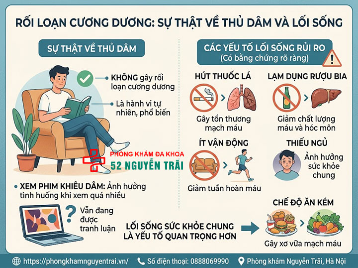 Nguyên nhân rối loạn cương dương ở nam giới 3 Thủ dâm, lối sống và rối loạn cương dương
