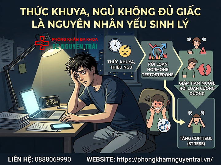 Vì Sao Giới Trẻ Dễ Yếu Sinh Lý? Thói Quen Cần Tránh 3 Thức khuya, ngủ không đủ giấc là nguyên nhân yếu sinh lý