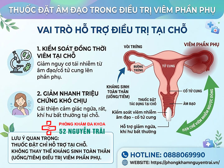 Điều Trị Viêm Phần Phụ: Kháng Sinh Và Phác Đồ Hiệu Quả 3 Thuốc đặt âm đạo hỗ trợ điều trị viêm phần phụ