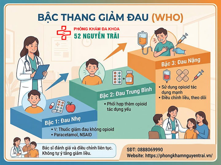 Giảm đau cho bệnh nhân ung thư tuyến tiền liệt di căn xương 3 Thuốc giảm đau theo bậc thang (nguyên tắc bậc thang giảm đau của WHO)