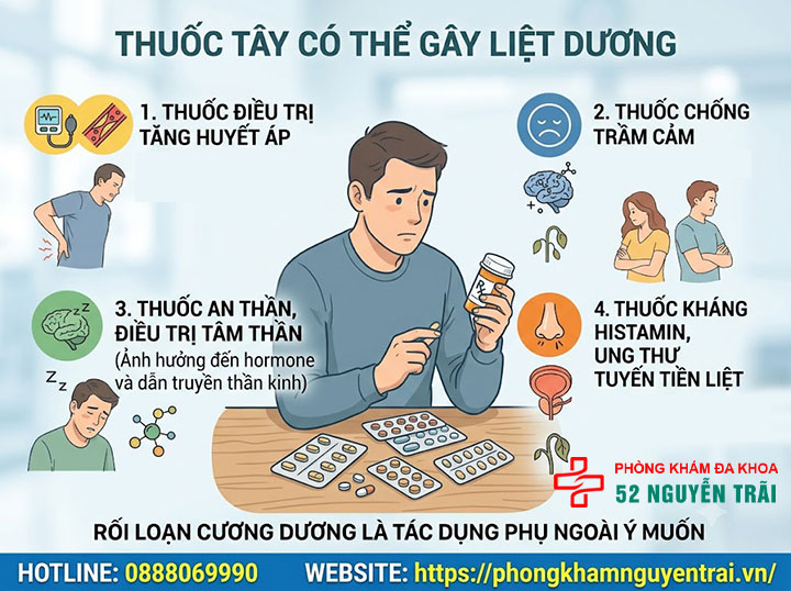 Nguyên Nhân Liệt Dương Ở Nam Giới – Thực Thể Đến Tâm Lý 4 Thuốc tây có thể gây liệt dương