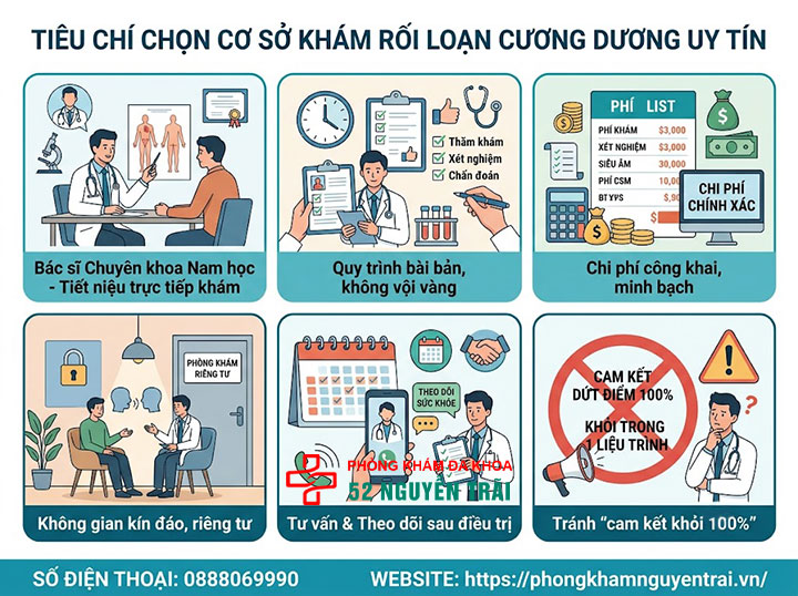 Khám rối loạn cương dương ở đâu tốt tại Hà Nội? 1 Tiêu chí chọn cơ sở khám uy tín Khám rối loạn cương dương