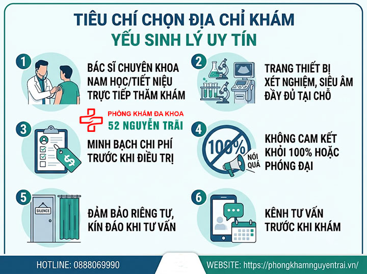 Khám Chữa Yếu Sinh Lý Ở Đâu Uy Tín? Chi Phí, Quy Trình 4 Tiêu chí chọn địa chỉ khám yếu sinh lý uy tín