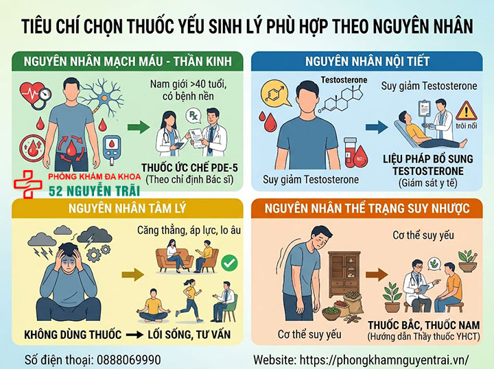 Thuốc trị yếu sinh lý nam: Phân loại và cách chọn đúng 4 Tiêu chí chọn thuốc yếu sinh lý phù hợp theo nguyên nhân