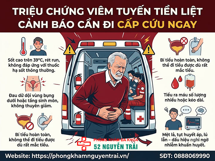 Viêm tuyến tiền liệt có tự khỏi không? Biến chứng cần biết 5 Triệu chứng viêm tuyến tiền liệt cảnh báo cần đi cấp cứu ngay