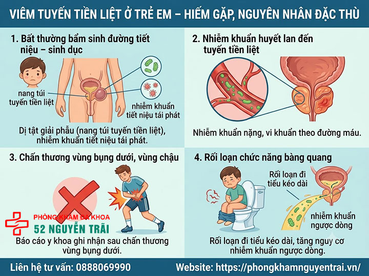Viêm tuyến tiền liệt ở người trẻ, người già và trẻ em 3 Trường hợp viêm tuyến tiền liệt ở trẻ em – hiếm gặp, nguyên nhân đặc thù
