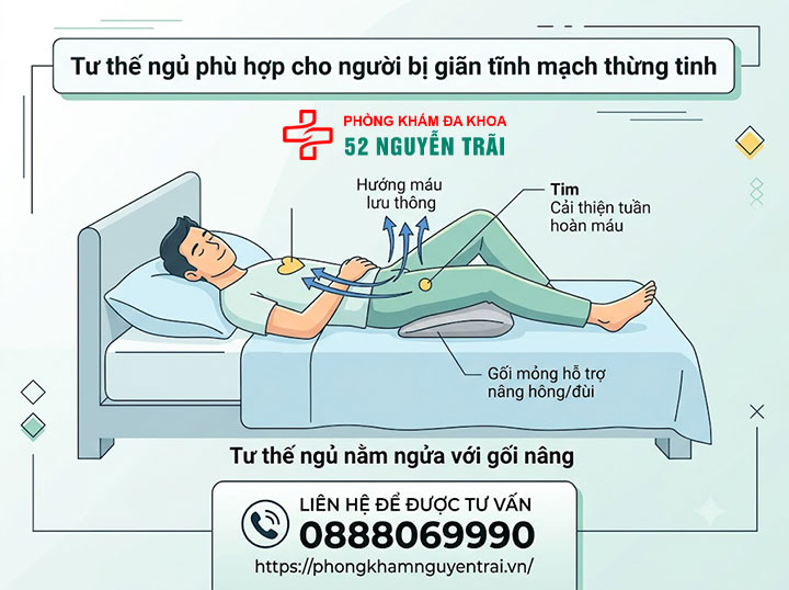 Giãn Tĩnh Mạch Thừng Tinh Nên Kiêng Gì? Lối Sống Đúng 3 Tư thế ngủ phù hợp cho người bị giãn tĩnh mạch thừng tinh