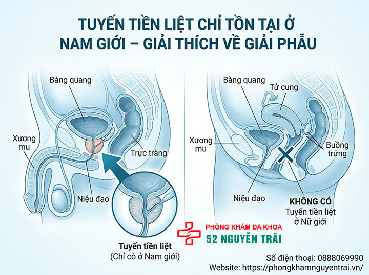 Viêm tuyến tiền liệt ở nữ giới: Sự thật y khoa 1 Tuyến tiền liệt chỉ tồn tại ở nam giới – giải thích về giải phẫu