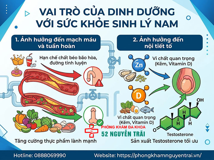 Yếu Sinh Lý Nên Ăn Gì, Kiêng Gì? Gợi Ý Thực Đơn Tuần 1 Vai trò của dinh dưỡng với sức khỏe sinh lý nam