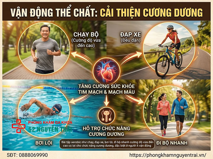 Cách chữa rối loạn cương dương tại nhà hiệu quả 3 Vận động thể chất, đặc biệt bài tập tim mạch