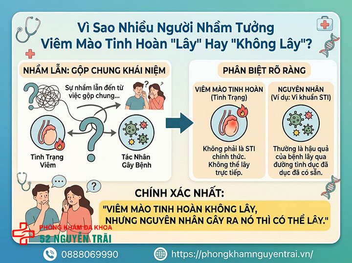 Viêm Mào Tinh Hoàn Có Lây Không? Có Quan Hệ Được? 2 Vì Sao Nhiều Người Nhầm Tưởng Viêm Mào Tinh Hoàn "Lây" Hay "Không Lây"?