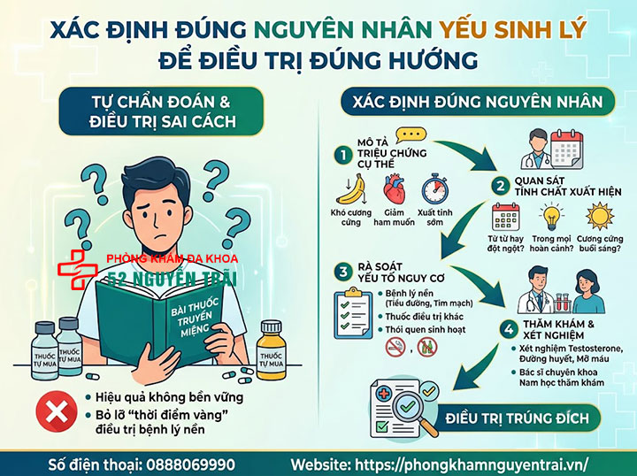 Nguyên nhân gây yếu sinh lý ở nam giới: Từ bệnh lý đến lối sống 5 Xác định đúng nguyên nhân yếu sinh lý để điều trị đúng hướng