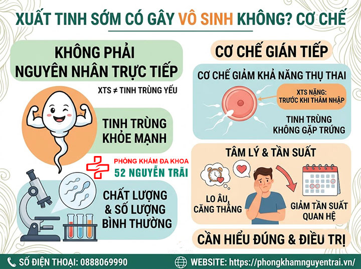 Xuất tinh sớm có sao không? Tác hại cần biết 5 Xuất tinh sớm có gây vô sinh không? Cơ chế