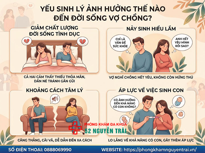 Chồng yếu sinh lý: Vợ nên làm gì để đồng hành đúng cách? 2 Yếu sinh lý ảnh hưởng thế nào đến đời sống vợ chồng?
