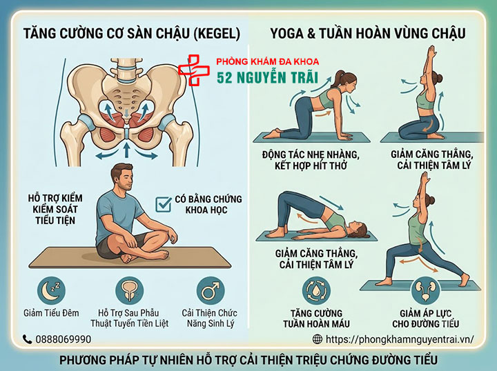 Bài thuốc dân gian, thảo dược chữa phì đại tiền liệt tuyến 5 Yoga và bài tập vùng chậu (Kegel)