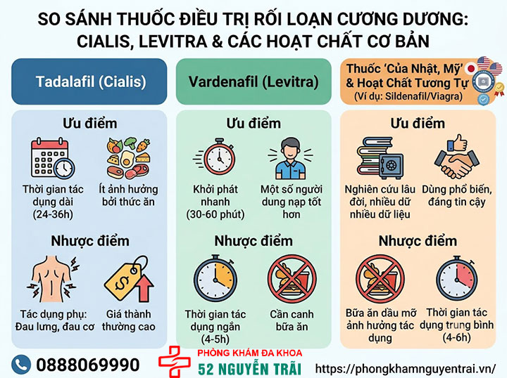 Thuốc điều trị rối loạn cương dương tốt nhất hiện nay 2 so sánh thuốc điều trị rối loạn cương dương
