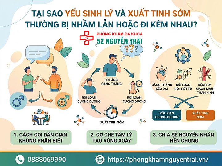 Yếu sinh lý và xuất tinh sớm: Giống hay khác nhau? 2 vì sao yếu sinh lý với xuất tinh sớm hay bị nhầm lẫn