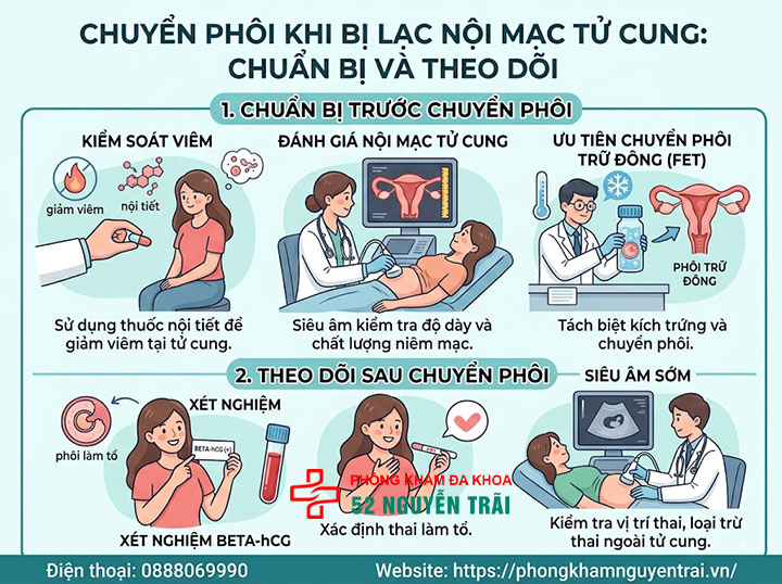 Lạc nội mạc tử cung có thai được không? Giải đáp chi tiết 5 Chuyển phôi khi bị lạc nội mạc tử cung – chuẩn bị và theo dõi