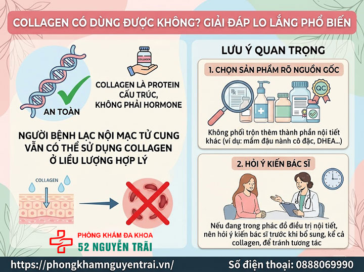 Lạc nội mạc tử cung kiêng ăn gì, nên ăn gì cho đúng? 4 Collagen có dùng được không? Giải đáp lo lắng phổ biến